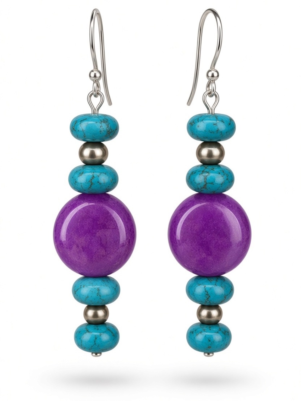 Handmade (by me!) Turquoise & Quartzite Beaded Drop Earrings